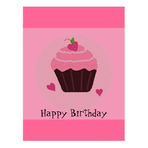Pink Birthday Cupcake Postcard