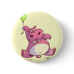 Pink Birthday Hippo Pin buttons