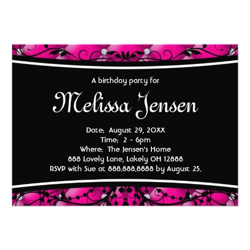 Pink Birthday Invitation Cute Crown Sweet 16