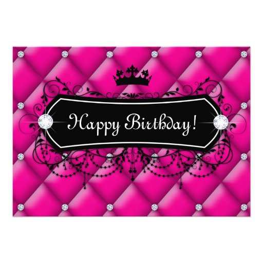 Pink Birthday Invitation Cute Crown Sweet 16