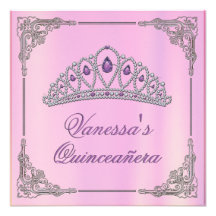 Pink Birthday Invite with Diamond Tiara