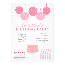 Pink Birthday Party Candy Dessert Table Invite