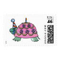 Pink Birthday Turtle postage