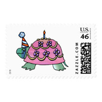 Pink Birthday Turtle postage