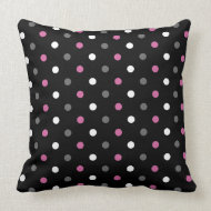 Pink, Black and Grey Polka Dot throwpillow