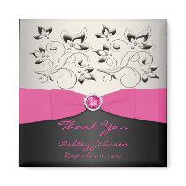 Pink, Black, and Silver Party Favor Magnet