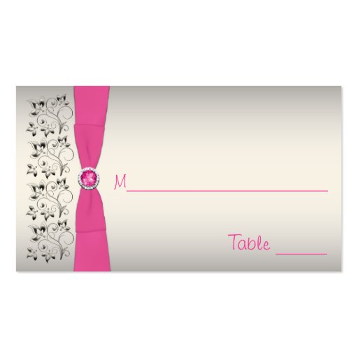 Pink, Black, and Silver Placecards Business Cards (front side)