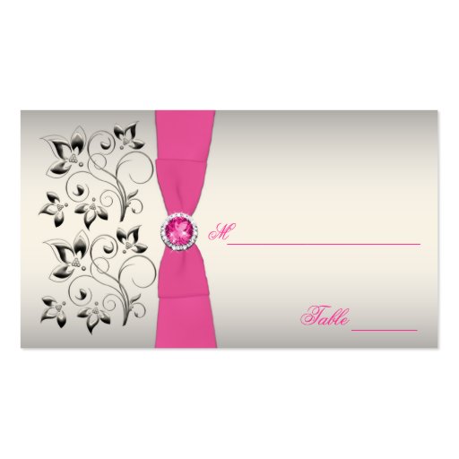 Pink, Black, and Silver Placecards (Script Font) Business Card Templates (back side)