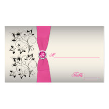 Pink, Black, and Silver Placecards (Script Font) Business Card Templates