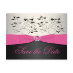 Pink, Black, and Silver Save the Date Postcard
