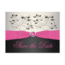 Pink, Black, and Silver Save the Date Postcard