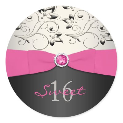 Pink Black and Silver Sweet Sixteen Sticker by NiteOwlStudio