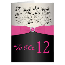 Pink, Black, and Silver Table Number Card