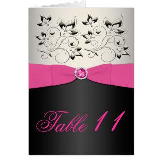 Pink, Black, and Silver Table Number Card (Script) card