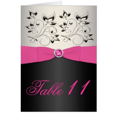 Pink Black and Silver Table Number Card Script by NiteOwlStudio