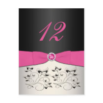 Pink, Black, and Silver Table Number Postcard