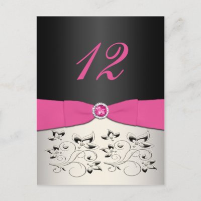 This Table Number postcard matches the wedding invitation and other items 