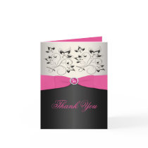 Pink, Black, and Silver Thank You Card