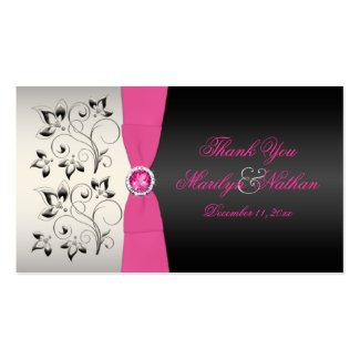 Pink, Black, and Silver Wedding Favor Tag profilecard
