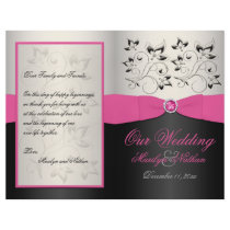 Pink, Black, and Silver Wedding Program Flyer Design