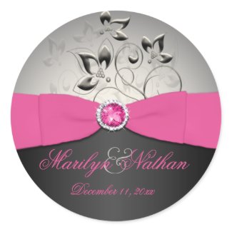 Pink, Black, and Silver Wedding Sticker sticker