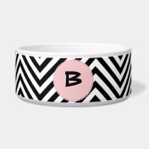 Pink, Black, and White Chevron Pet Bowl pet bowls