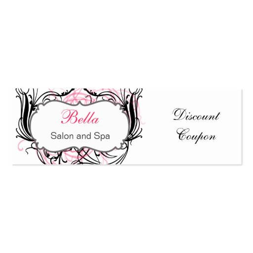pink,black and white Chic discount coupon Business Card Templates (front side)