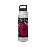 Pink, Black and White Daisy Flower Water Bottle water bottles