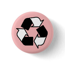 Pink Black and White recycle logo button