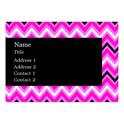Pink, Black and White Zigzag Business Card Template (front side)