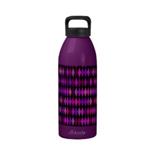 pink black argyle diamond pattern reusable water bottles