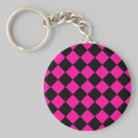 Pink & Black Argyle keychains