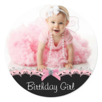 Pink Black Baby Girl Photo Stickers