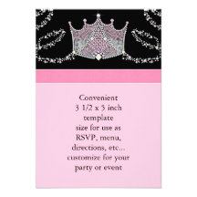 Pink Black Baby Girl Princess Baby Shower RSVP Announcement