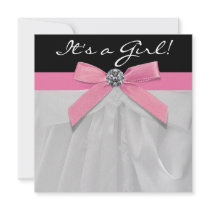 Pink Black Baby Girl Shower Personalized Invite