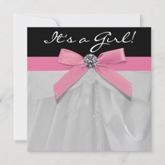 Pink Black Baby Girl Shower zazzle_invitation