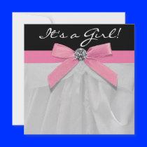 Pink Black Baby Girl Shower Personalized Invite