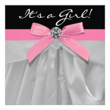 Pink Black Baby Girl Shower Invitations