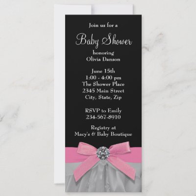 Pink Black Baby Girl Shower Personalized Invites