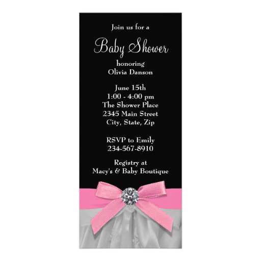 Pink Black Baby Girl Shower Personalized Invites