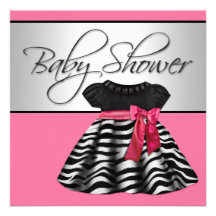 Pink Black Baby Shower Invitations