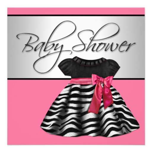 Pink Black Baby Shower Invitations