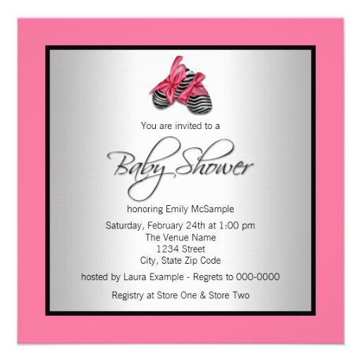 Pink Black Baby Shower Invitations