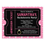 Pink/ Black Bachelorette Party Ticket Invitation invitations