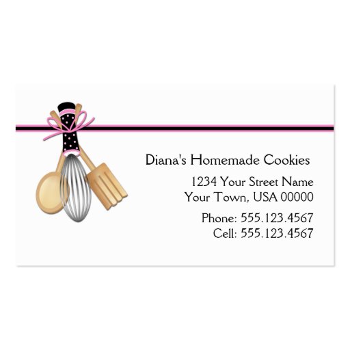 Pink Black Baking Business Card (front side)