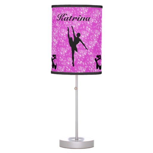 Pink & Black Ballerina Lamp with Glitter Effect Zazzle