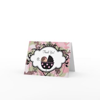Pink Black Camouflage Baby Thank You Cards card