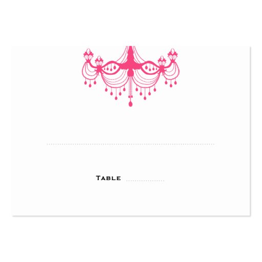 Pink & Black Chandelier Place Cards Business Card Templates (front side)