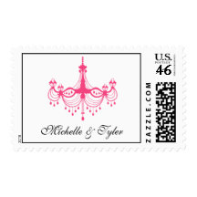 Pink & Black Chandelier Postage Stamps