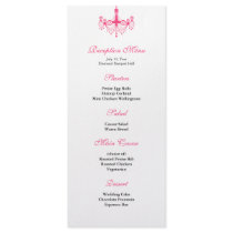 Pink & Black Chandelier Reception Menu Full Color Rack Card
